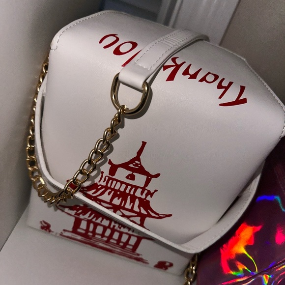 Ondeam Tower Print Crossbody Shoulder Bag,Pu Chinese Takeout Box Totes Purse - Picture 2 of 5